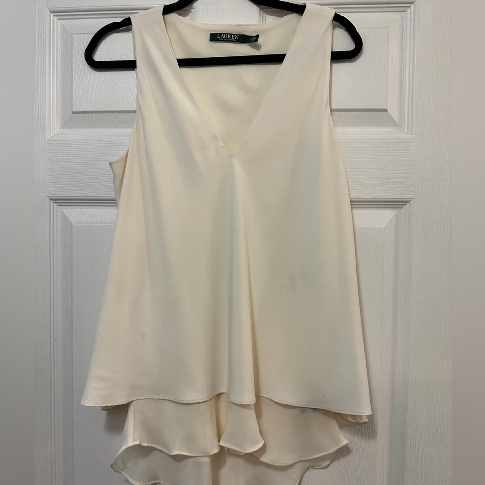 Cream Sleeveless Layered Top